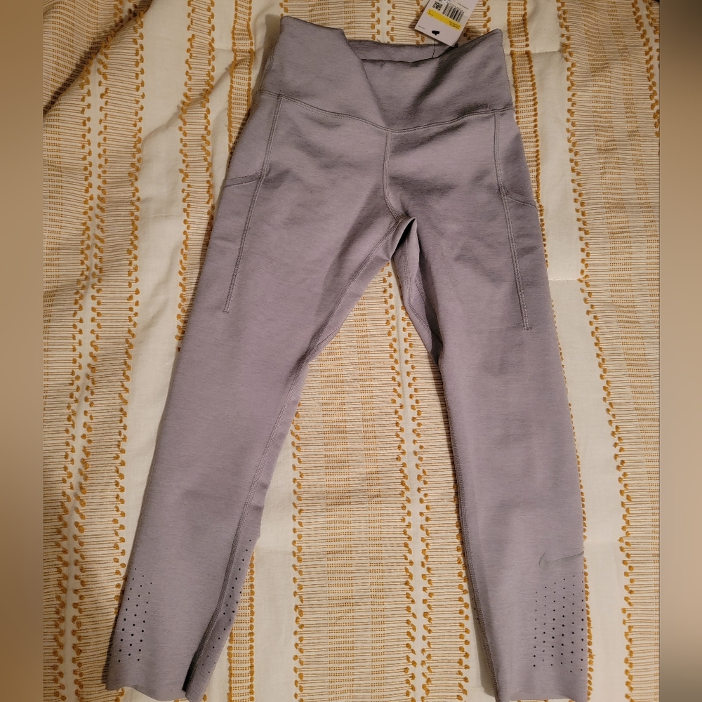 Nike Dri-Fit Lavender Tight Fit Mid Rise Crop Length athletic pants